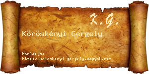 Köröskényi Gergely névjegykártya